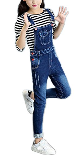 Ripped Denim Overalls for Girls
