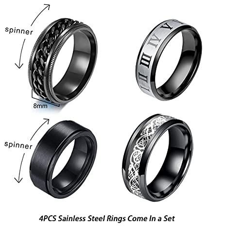 Stainless Steel Men's Ring Set