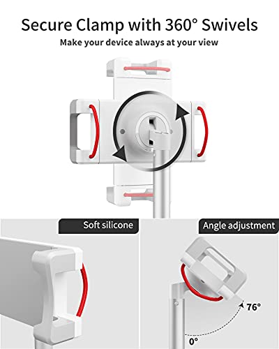 SAIJI Height Adjustable Tablet Stand Holder with 360° Rotation - Silver