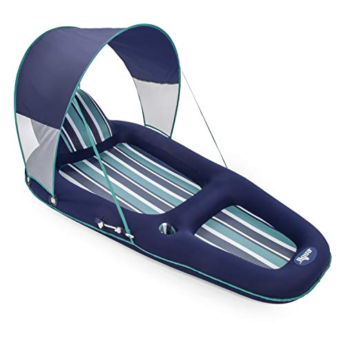 Aqua Inflatable Oversized Pool Float with UPF 50 Sunshade Canopy
