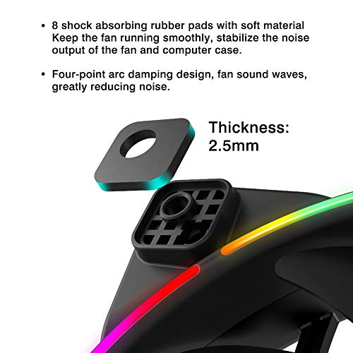 Pccooler 120mm Fan Moonlight Series 5 in 1 Kit Upgrade,PC-5M120 ARGB LED Computer Case Fan - PWM Cooling Fan - Dual Light Loop Quiet Fan/Multiple Light Modes with Wireless Controller for PC Case