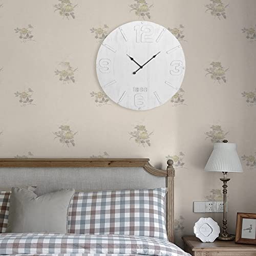 Hawoo Farmhouse White Wood Wall Clock