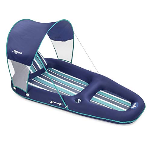 Aqua Inflatable Oversized Pool Float with UPF 50 Sunshade Canopy
