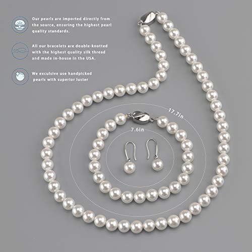 White Shell Pearl Necklace Set (3 Piece)