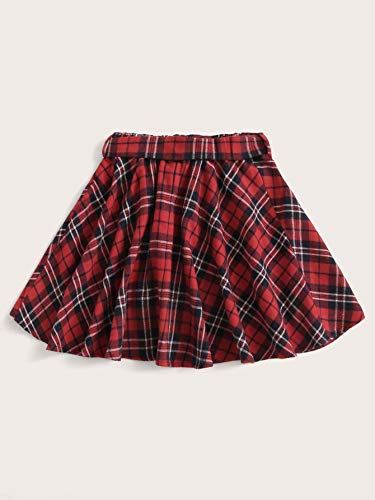 SOLY HUX Girl's Plaid High Waist Flared Mini Skater Skirt