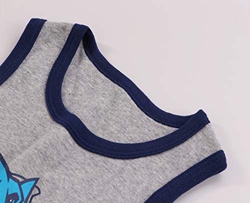 Frogwill Toddler Boys Tank Tops, Shark Dino Stripes, 3-Pack, 4T