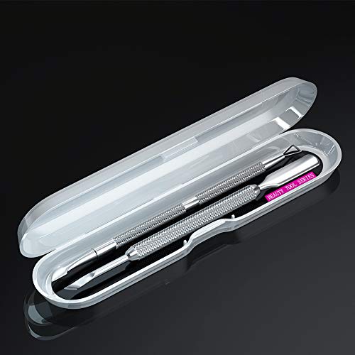 2PCS Silver Cuticle Pusher and Cutter Set - Stainless Steel