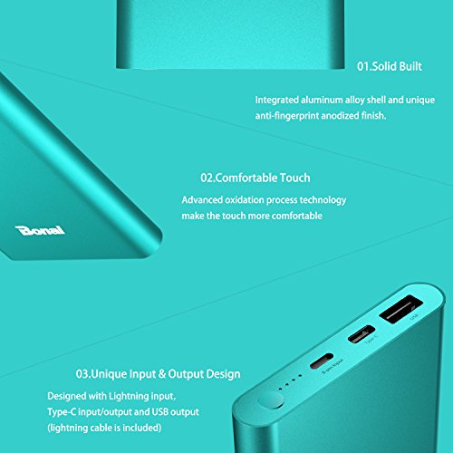 BONAI 12000mAh Portable Charger with USB C High-Speed Charging for iPhone and Samsung