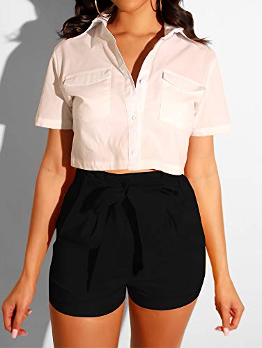 Ruffle Bow Tie High Waist Shorts