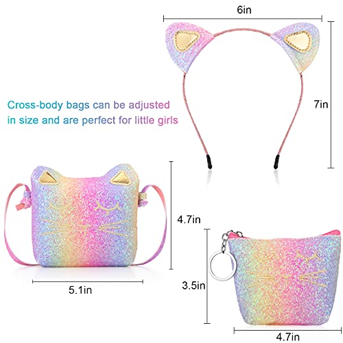 3-Piece Cat Shoulder Bag Set for Girls