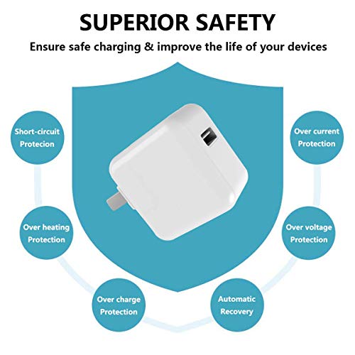 Original 2.4A 12W USB Wall Charger and 2 Pack Charging Cable for iPhone and iPad