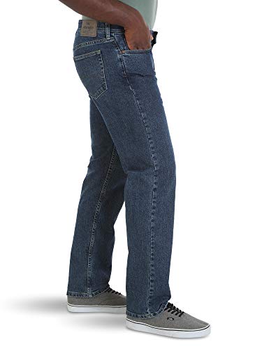 Wrangler Authentics Men’s Big & Tall Relaxed Fit Comfort Flex Waist Jean, dark stonewash, 44x32