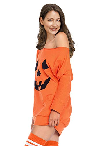 Halloween Women's Pumpkin Off Shoulder Sweatshirt