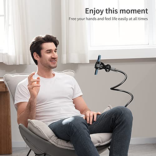 SAIJI Gooseneck Bed Phone Holder with Clip Bracket Clamp