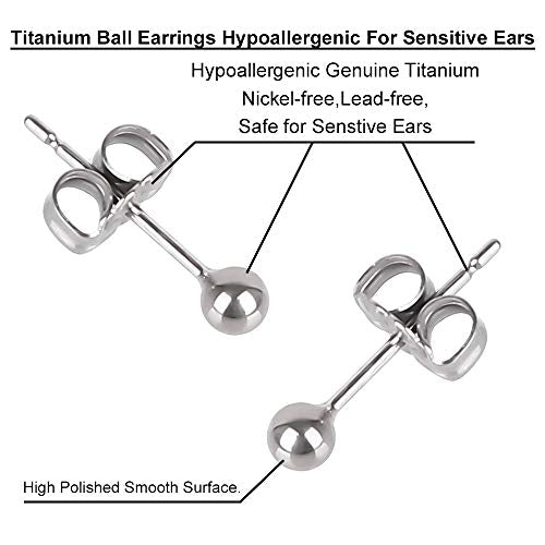 Titanium Ball Stud Earrings - High Polished
