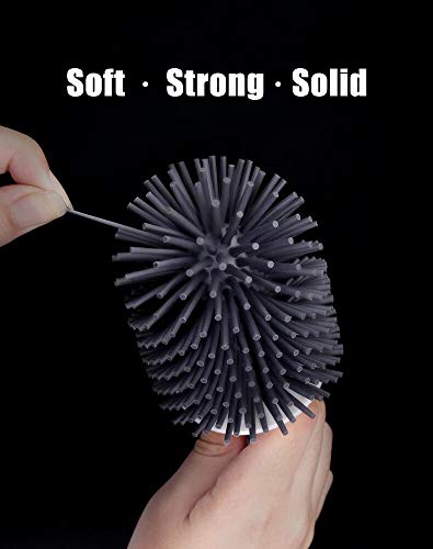 BOOMJOY Toilet Brush and Holder Set: Silicone Bristles with Tweezers