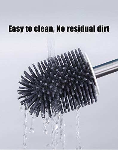 BOOMJOY Toilet Brush and Holder Set: Silicone Bristles with Tweezers