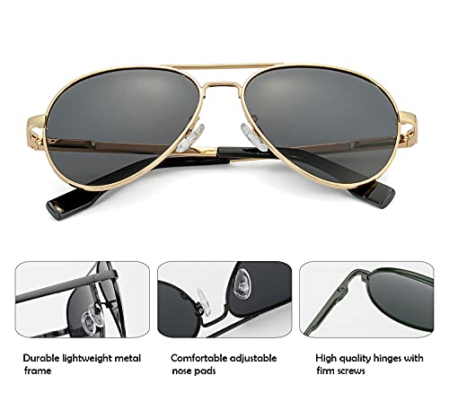 Polarized Aviator Sunglasses (Gold/Grey)