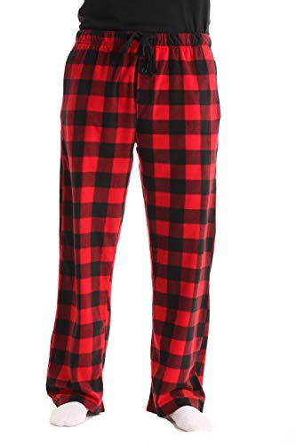 Polar Fleece Pajama Pants with Pocket Red Buffalo Plaid Large
