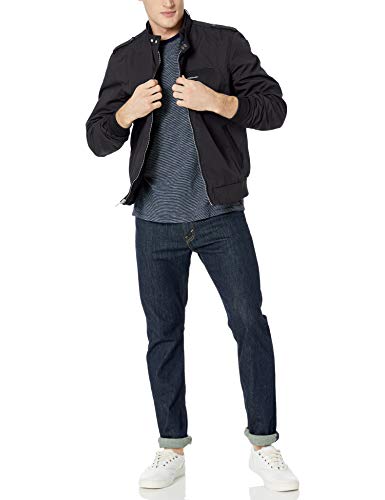 Members Only Men's Original Iconic Racer Jacket, Black, Large