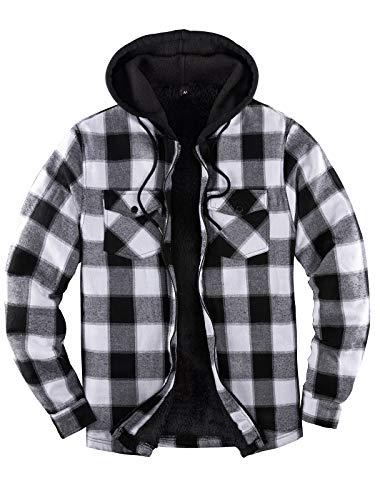 Zenthace Sherpa Plaid Shirt Jacket, Black/Grey