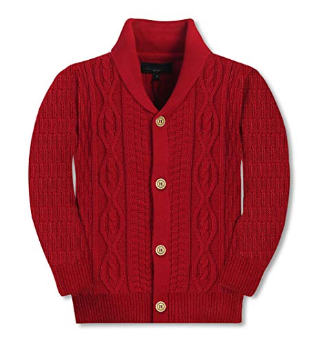 Gioberti Boy's Shawl Collar Cardigan Sweater, Red