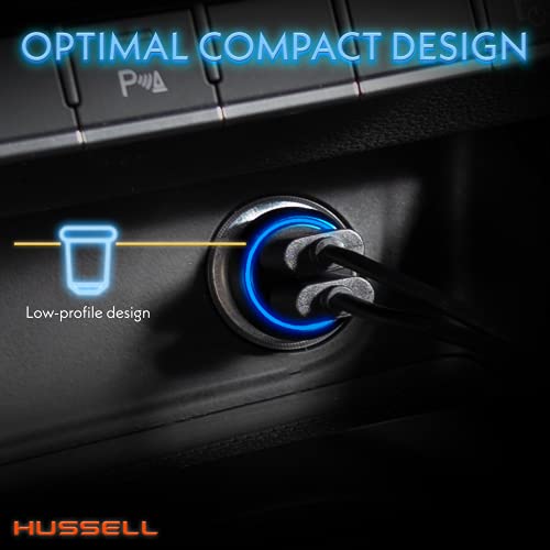 Mini Fast Charge Car Charger - Hussell Aluminum Dual USB Port Adapter for iPhone and Galaxy