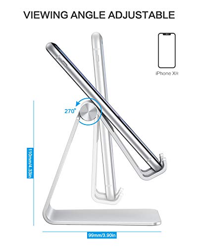OMOTON C2 Adjustable Aluminum Cell Phone Stand in Silver