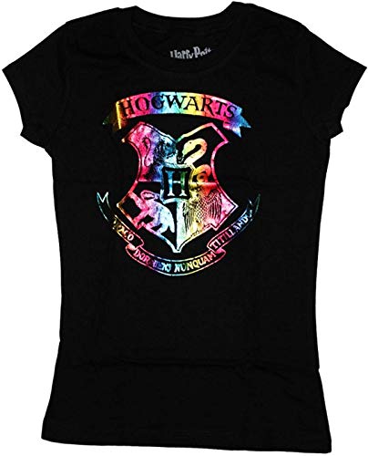 Harry Potter Hogwarts Girls Shirt (Black, 4-16, L (10/12))