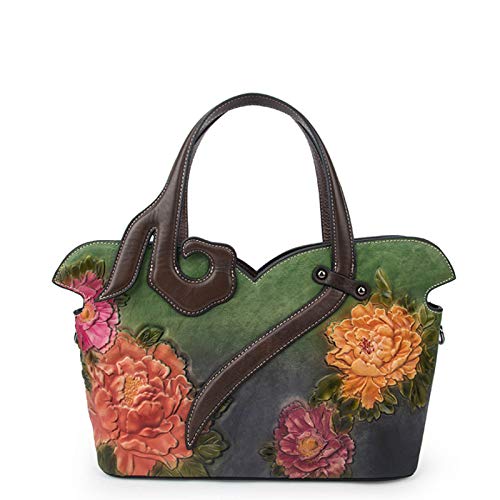 YHOK Retro Pattern Leather Satchel