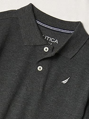 Nautica Boys' Short Sleeve Solid Polo, Coal Heather