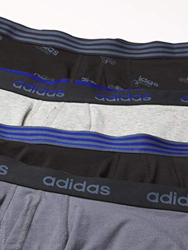 Men's Core Stretch Cotton Trunk Underwear (4-Pack, Black/Grey/Royal, Medium)
