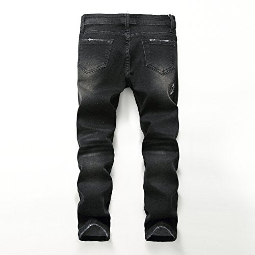 Skinny Fit Ripped Destroyed Distressed Stretch Slim Jeans Pants