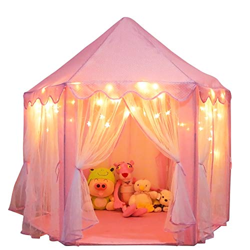 Orian Princess Castle Playhouse Tent for Girls with LED Star Lights