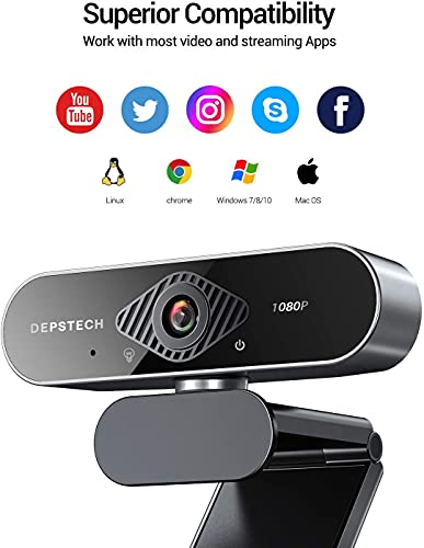Webcam with Microphone, DEPSTECH 1080P HD Webcam and Gaming