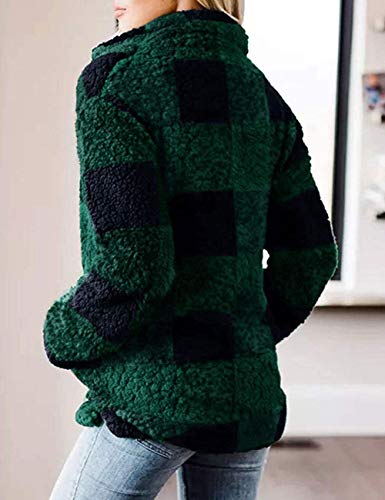 Plaid Sherpa Fleece Zip Sweatshirt