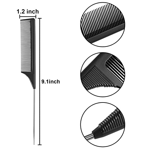 3 Packs Rat Tail Carbon Fiber Heat Resistant Combs