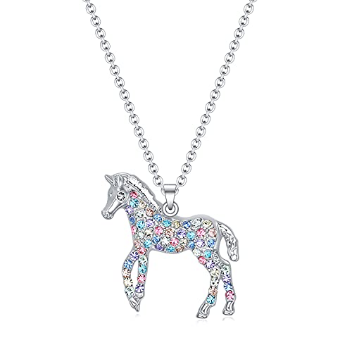 Rainbow Horse Necklace for Girls
