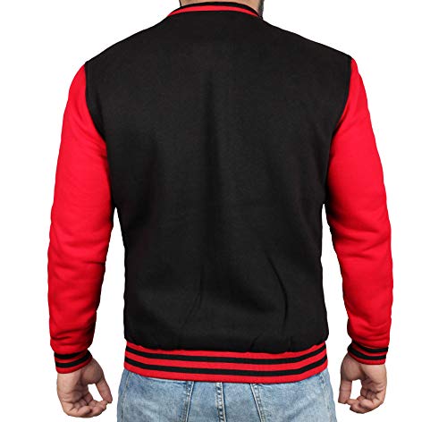 Red And Black Varsity Bomber Jacket Men [40020024-BW] | C Red sleeve, L