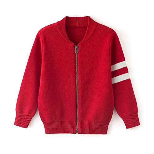 Simplee kids Boy Full-Zip Sweater Cardigan, Red
