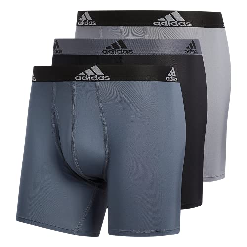 Men's Performance Boxer Brief Underwear (3-Pack, Black/Grey, Medium)