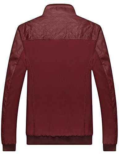 Tanming Men's Casual Slim Fit Lightweight Zip Up Softshell Bomber Jacket (Medium, Red)