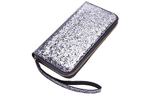 Glitter Zipper Wristlet Clutch