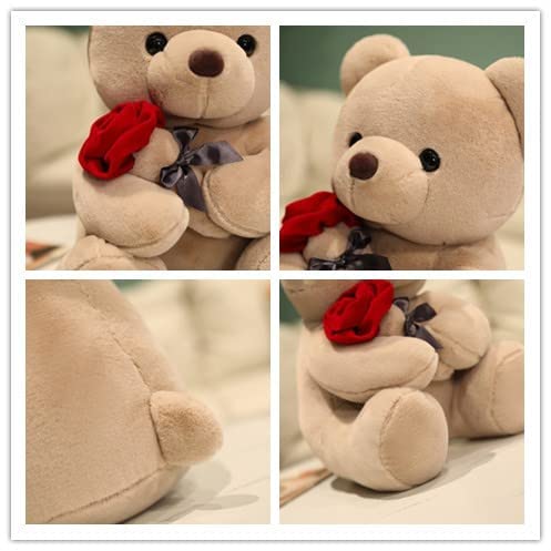 SHAFISH Cute Plush Rose Bear Stuffed Animal Teddy Bear Plush Toy Gift for Children and Girls(Light Brown,23cm/9in)