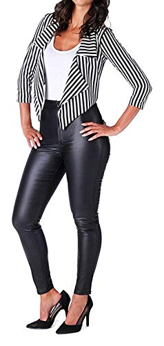 Loxdonz Women's Striped Crop Blazer Jacket