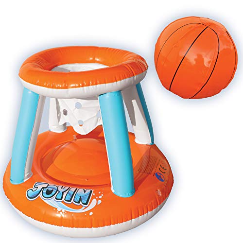 Inflatable Pool Float Set with Volleyball Net & Basketball Hoops
