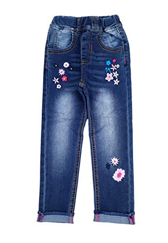 Embroidered Flower Slim Jeans for Girls