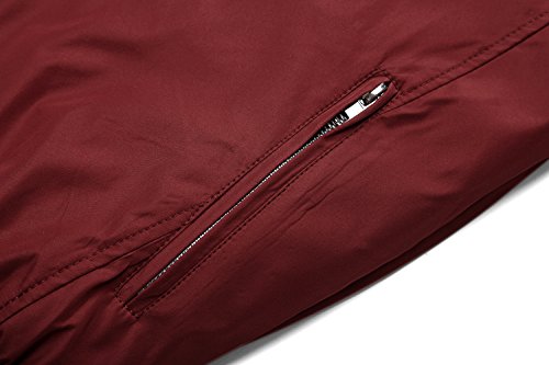 Tanming Men's Casual Slim Fit Lightweight Zip Up Softshell Bomber Jacket (Medium, Red)
