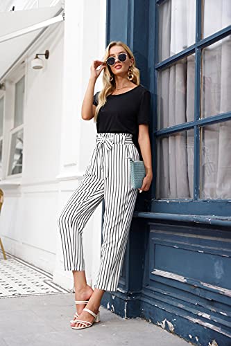 GRACE KARIN Women's Striped Casual Cropped Pants