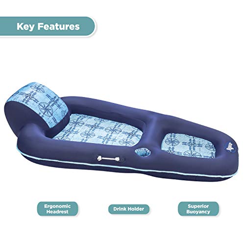 Aqua Luxury Inflatable Pool Float Lounge with Headrest, Backrest & Footrest